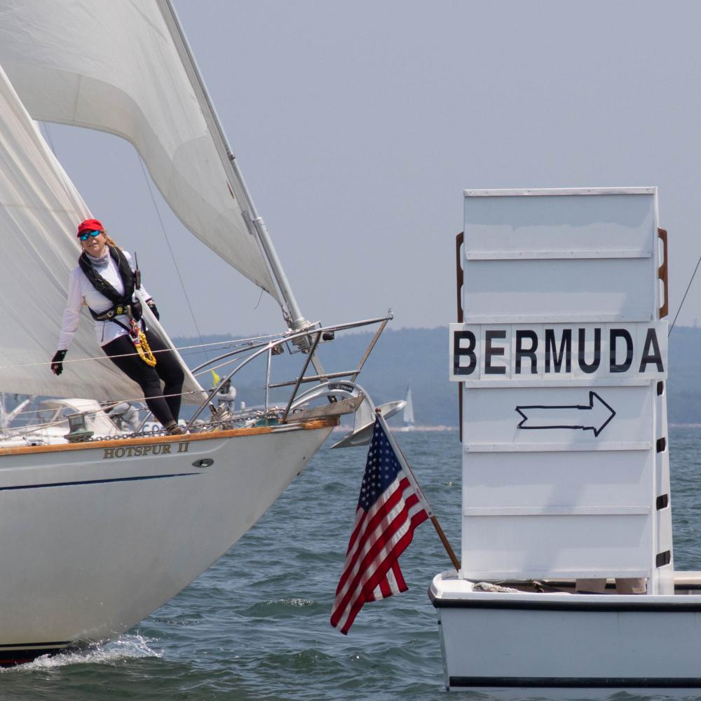 The “Hotspur II” sets off for Bermuda during the 2023 Marion-Bermuda Boat Race in June Photo by Sawyer Smook-Pollitt